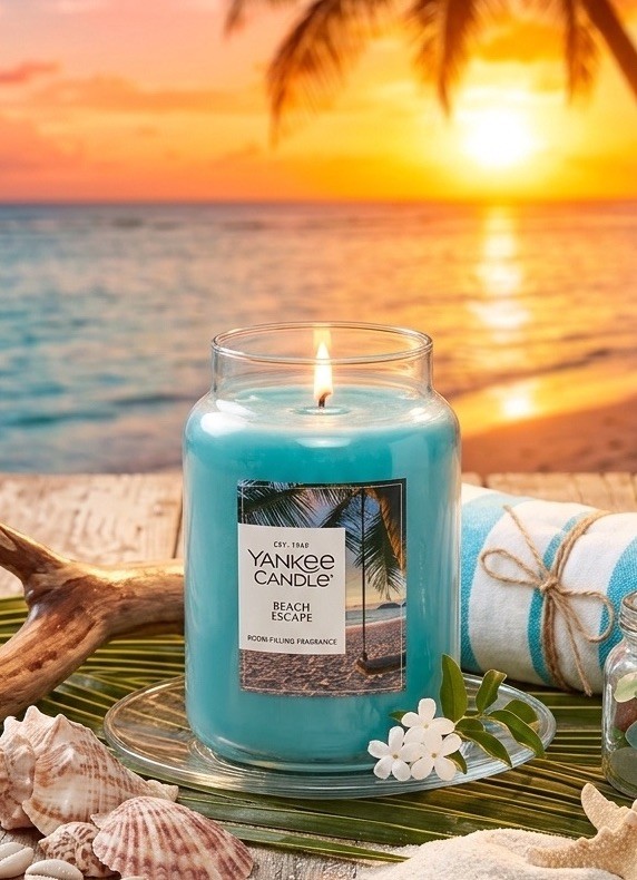 Yankee Candle Beach Escape Scented Candle, 22oz Large Jar 22 oz,