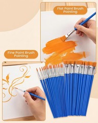 Small Paint Brushes Bulk, 160 Pcs Flat Tip Round Acrylic Paint Brushes for Ki…