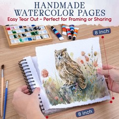 Tear Out Watercolor Journal – 8″ x 8″ – Premium Art Journal with Handmade Dec…