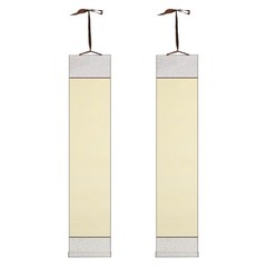 70.5″ x 12.6″ 2 Pcs Blank Hanging Scroll Paper Wood Rod, Light Beige