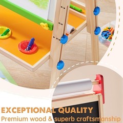 Easel for Kids with 2 Drawing Paper Roll, Adjustable Kids Art Easel Learning-Toy