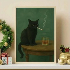 Cat Paint by Numbers Kit – DIY Black Cat Canvas Painting for Adults, Animal Art