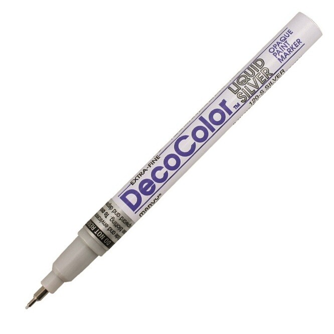 120-SLV Marvy DecoColor Paint Marker, Liquid Silver, Extra Fine, Pack of 1
