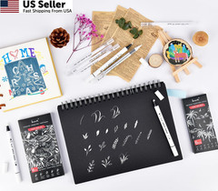 White Ink Pens Set Fine Point Gel Dual Tip Acrylic Markers for Black Paper Card