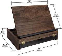 Rustic Wood Adjustable Portable Desktop Table Easel with Storage Drawer- Artist