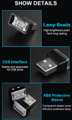 Mini Blue LED USB Car Ambient Lights for Vibrant Interior Lighting