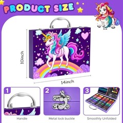 Art Supplies Kit for Kids Ages 4-12,Unicorn Art Case Coloring Purple Unicorn