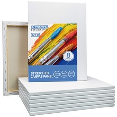 FIXSMITH Stretched White Blank Canvas – 12 x 16 Inch, Bulk Pack of 8, Primed, 10