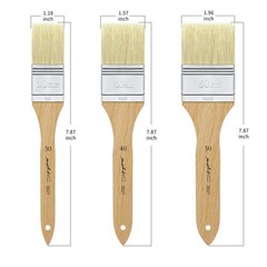 3 PCS Hake Artist Hog Bristle Paint Brush Set Flat Brushes for Acrylic Oil