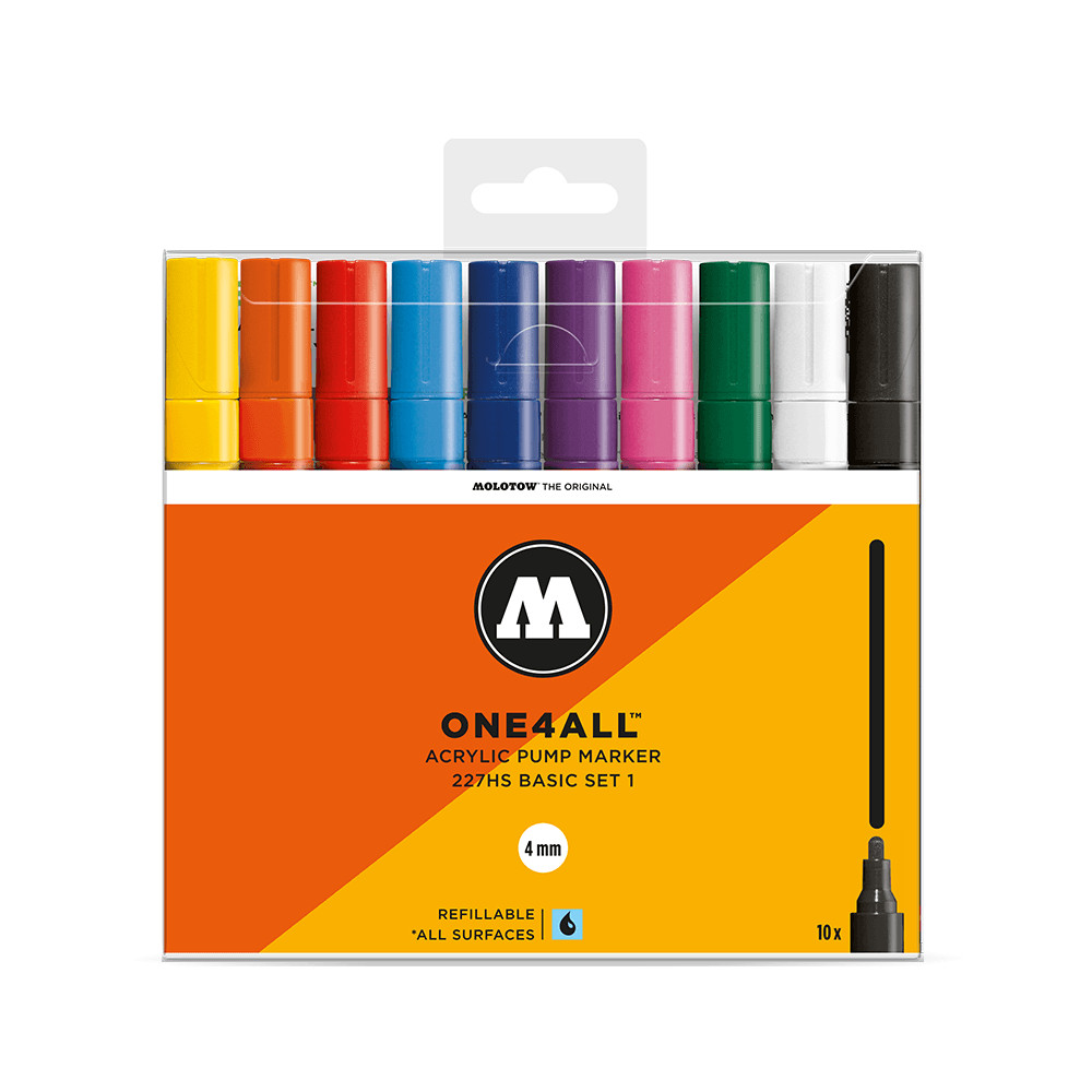 MOLOTOW ONE4ALL 227HS 10 PIECE DRAWING MARKER PEN SET – BASIC SET 1