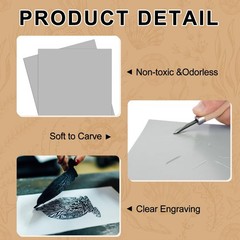 Yeaqee 4 Pcs Linoleum Block Rubber Carving Block Soft Linocut Blocks Large