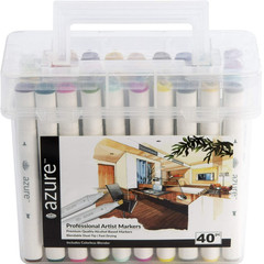 Royal Langnickel Azure Alcohol Markers 40 Count Dual Tip Chisel Fine Case