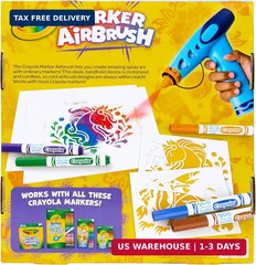 Crayola Marker Airbrush Spray Art Kit, Battery-Powered Sprayer with 8 Washable M