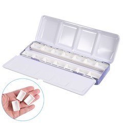 Blue Empty Watercolor Palette Metal Watercolor Tin w 14pcs Full Pan for Painting