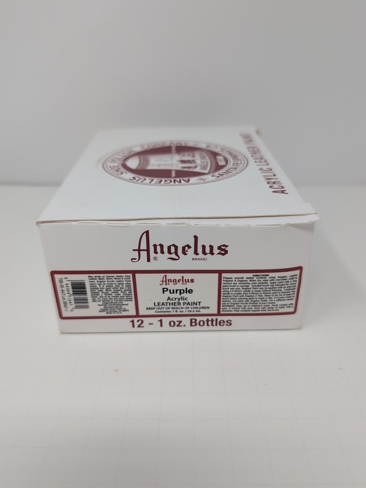 (12) 1 Oz Bottles Of Angelus Acrylic Leather Purple Colored Paint New
