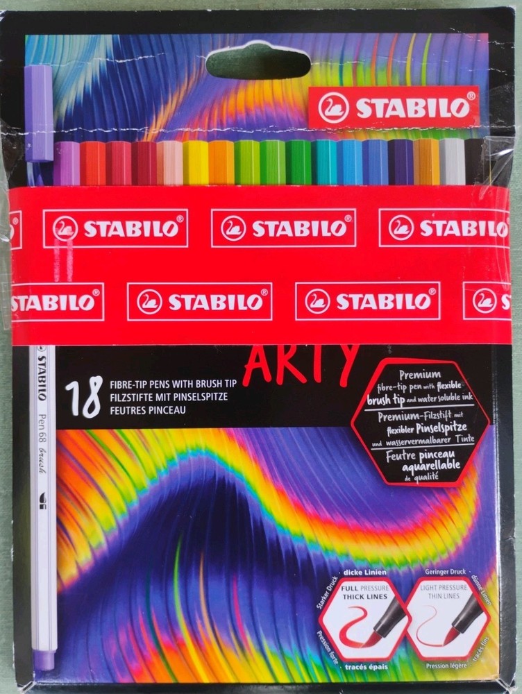 Stabilo Pen 68 Brush Arty 18 Fibre-Tip Pens Damaged Box