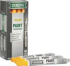 DIXON Industrial Paint Markers, Medium Tip, Box of 12 Markers, Yellow (80223)