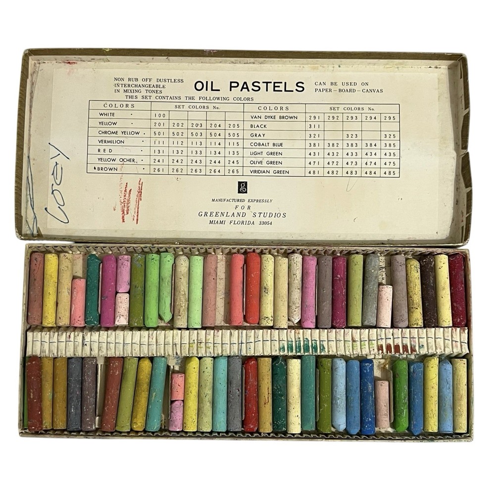 Vintage Greenland Studios 60 Oil Pastels Set Used Miami FL Art Supplies