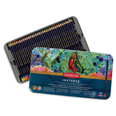 Set of 36, Derwent Inktense Pencils – Tin Box, Assorted Colors