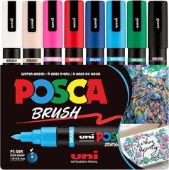 PC-5BR Water-Based Paint Markers, Reversible Brush Tip 1.0-4.0mm, Assorted Co…
