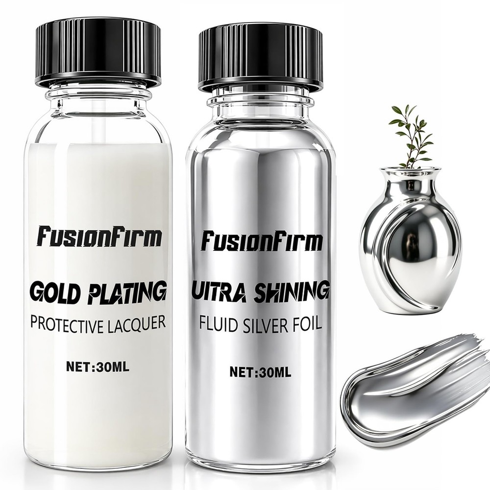 FusionFirm Liquid Leaf Paint – Alcohol-Based 1 Fl Oz (Pack of 1), Silver