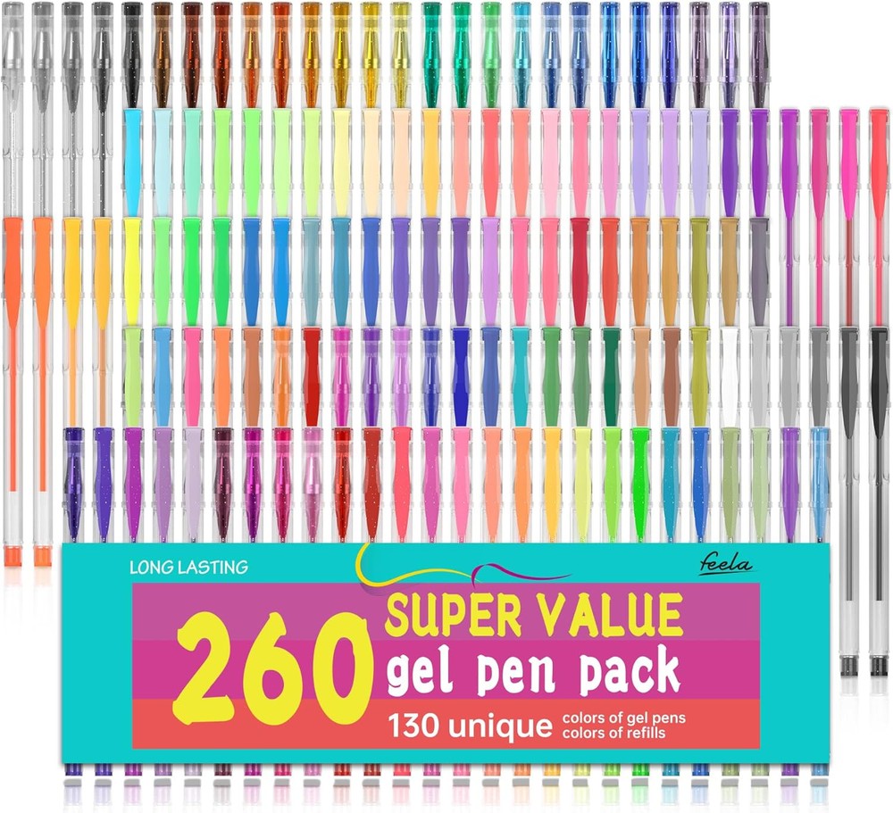 260 Count Gel Pen Set 130 Colors With Refills Smooth Writing For Art And Dood…