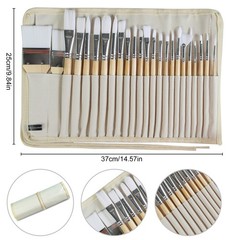 24 Pcs Paint Brush Set with Canvas Case for Acrylic Oil Watercolor Art Supplies