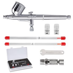 Dual-Action Airbrush Kit 0.3mm Air Brush Gun with Extra 0.2mm & 0.5mm Nozzles…