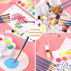 Watercolor Paint Brushes Set, 10-Pack Round Pointed Tip Professional Artist P…