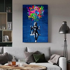 Framed Banksy Street Graffiti Wall Art Decor Large Abstract Pictures Canvas P…