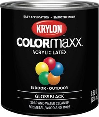 Indoor/Outdoor Acrylic Latex Paint – ½ Pint Gloss Black, Rust Resistant