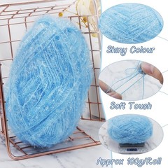 JeogYong Scrubby Yarn 2 Skeins (2 x 100g, 2 x 218yd) Scrubby Sparkle Yarn, Fl…