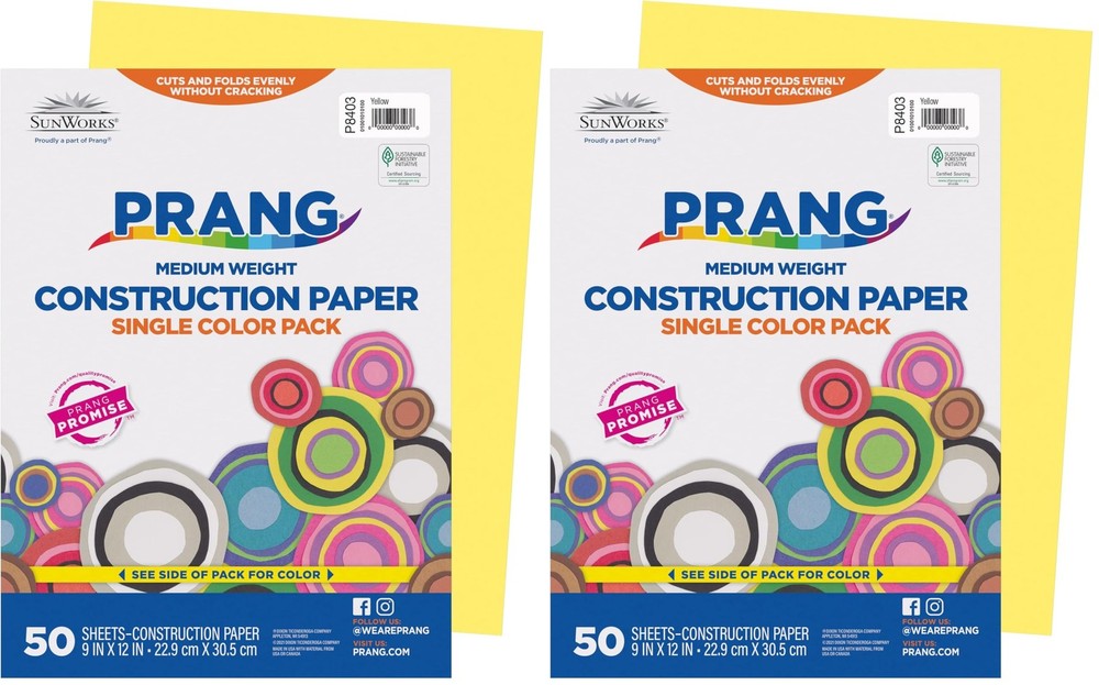 Prang (Formerly SunWorks) Construction Paper, 50 Count (Pack of 2), Yellow