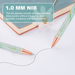 4 Pcs Metal Ballpoint Pens, Marble Retractable Black Ink Pen, Light Green Casing