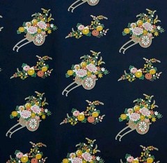 Japanese Art Paper Handmade Chiyogami Vintage Black Floral Rickshaw Gold 37×25″