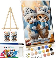 ATDMS Paint by Numbers Kits for Adults DIY 7.87 x 11.81 inches, Cute Cats 229