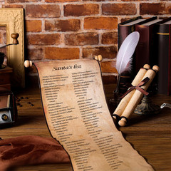 Epakh 1 Pcs Blank Scroll Paper with Wood Rods for Naughty or Nice List, Writing,