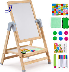 2 in 1 Kids Art Easel Double Sided Wooden Magnetic Whiteboard Chalkboard NEW