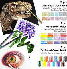 Kit de dibujo de 176 piezas con 100 hojas y cuaderno de 3 colores