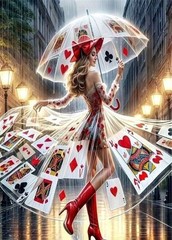 Umbrella Girl DIY Full Round Drill 30x40cm Diamond Painting