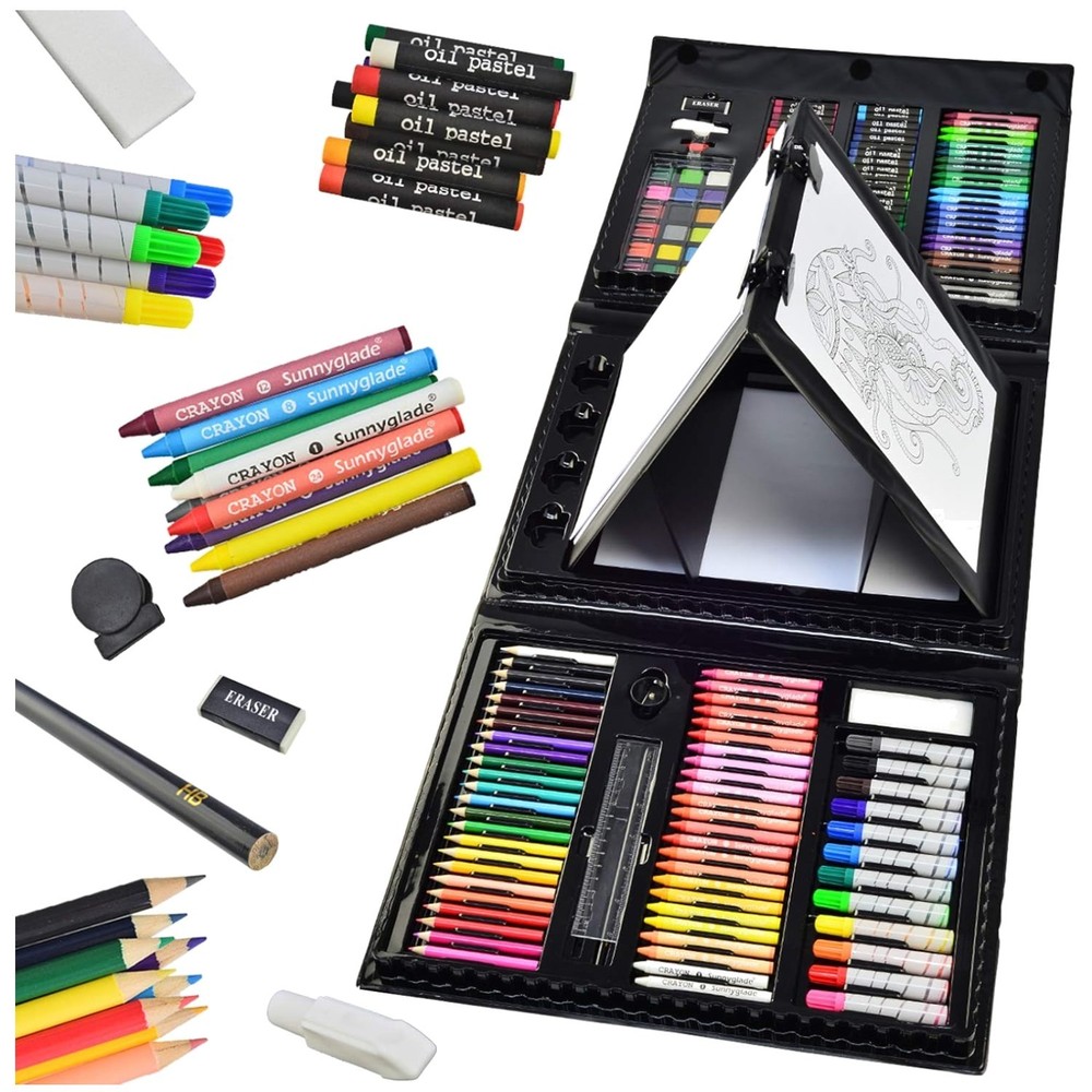 185-Piece Double Sided Trifold Easel Art Set for Kids – Portable Creativity