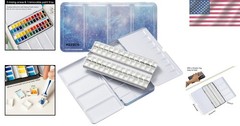 Travel-Sized Metal Watercolor Palette with 48 Removable Half Pans – Galaxy Style