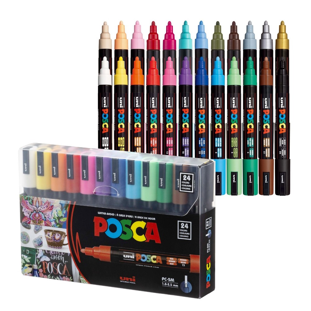 WaterBased Paint Markers, Medium Point 1.82.5mm, Assorted Colors, 24 Pack
