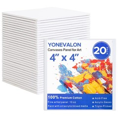 Mini Canvas for Painting 4×4 inch, 20 Pack Small Painting Canvases for Novice…