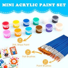 24 Pack Mini Acrylic Paint Set, 12 Colors Acrylic Paint Strips 24 Pack(336 PCS)