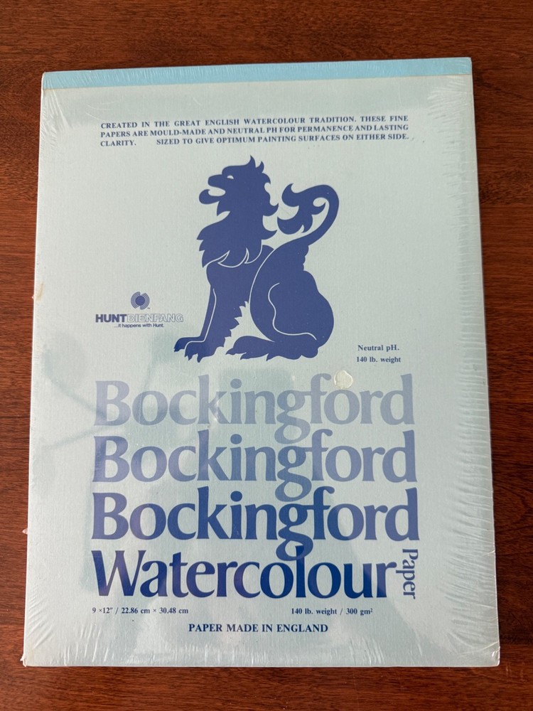 Vtg Hunt Bienfang Bockingford Watercolour Paper 9×12 140lb Neutral PH 10 Sheets