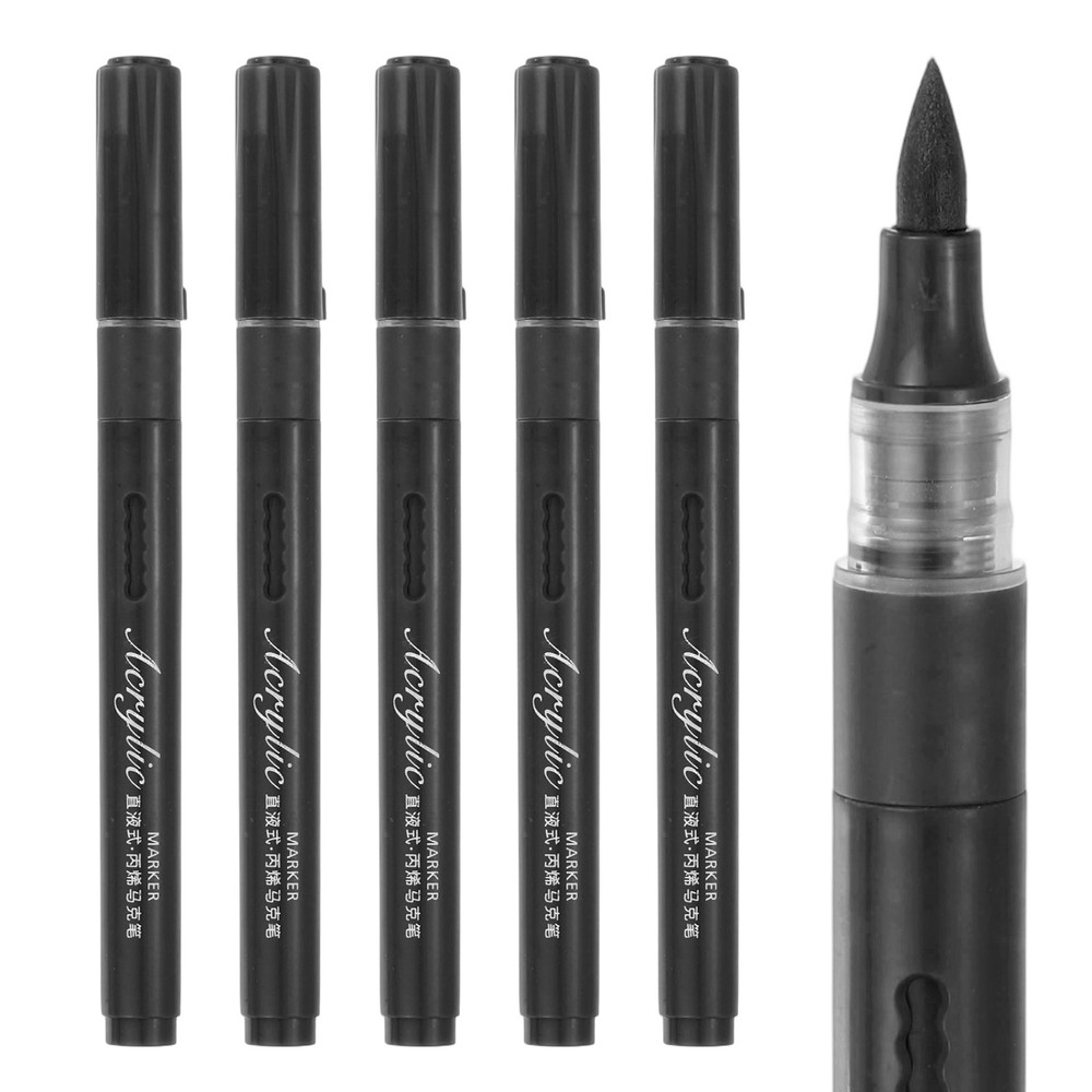 6pcs Acrylic Paint Markers, 4mm Acrylic Marker Paint Pens,Black