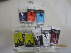 8 Grumbacher Academy Acrylics – 3 white black boxes- 3 fl ounces each