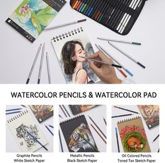 80 Pc Drawing Sketching Kit Art Supplies Sketchbook Colored Graphite Charcoal