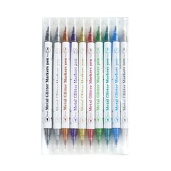 12 Glitter Colors Metallic Shimmer Marker Fine for Crafts/Nail art、Birthday Card